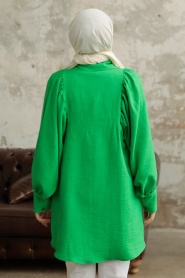 Neva Style - Balon Kol Yeşil Tesettür Tunik 1136Y - Thumbnail