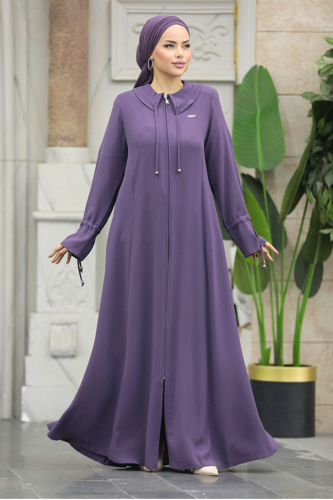 Neva Style - Bebe Yaka Lila Tesettür Ferace 20021LILA - 1