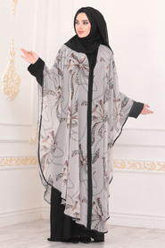 Neva Style - Beige Abaya Suit 9187BEJ - Thumbnail