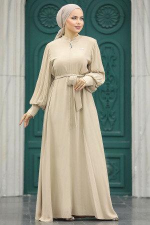 Beige Dubai Abaya 20079BEJ - 3