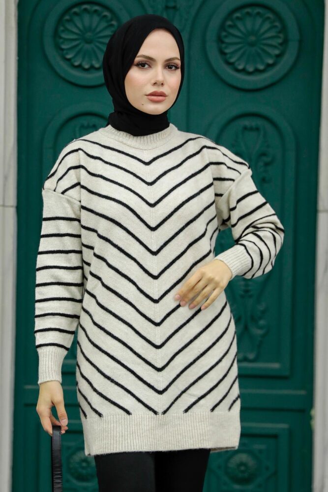 Beige High Quality Knitwear Tunic 81861BEJ - 1