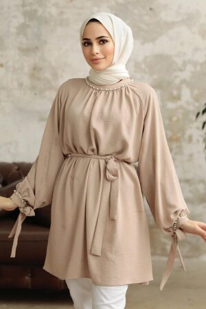 Neva Style - Beige High Quality Tunic 597BEJ - Thumbnail