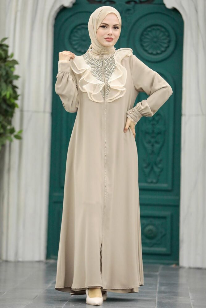 Beige High Quality Turkish Abaya 380100BEJ - 1