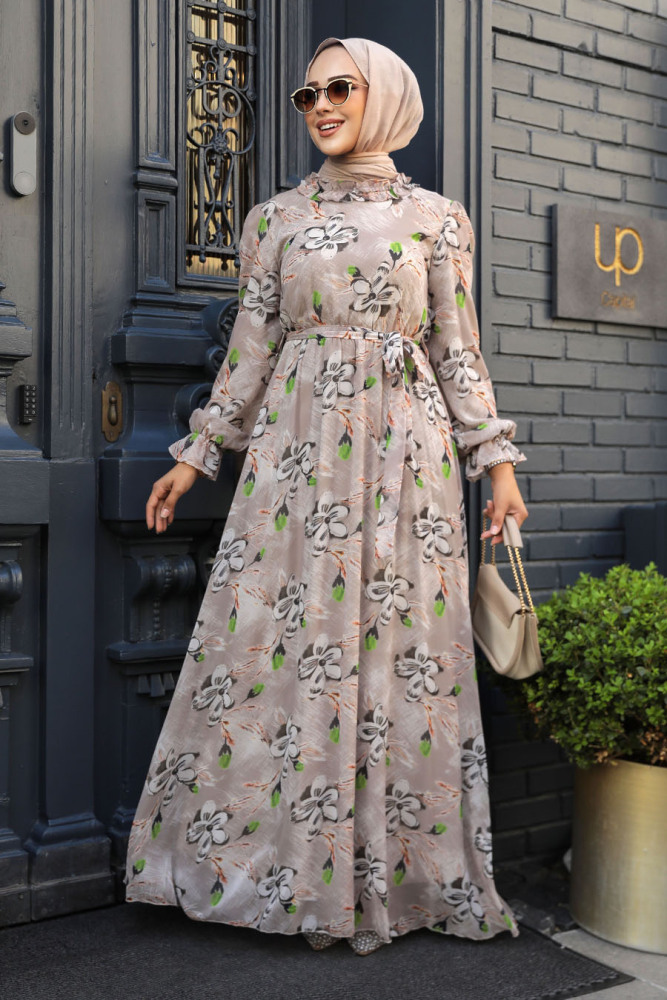 Beige Hijab Dress 29710BEJ - 1