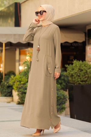 Beige Hijab Dress 3320BEJ - 1