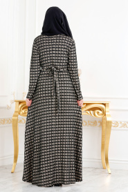 Neva Style - Beige Hijab Dress 40750BEJ - Thumbnail