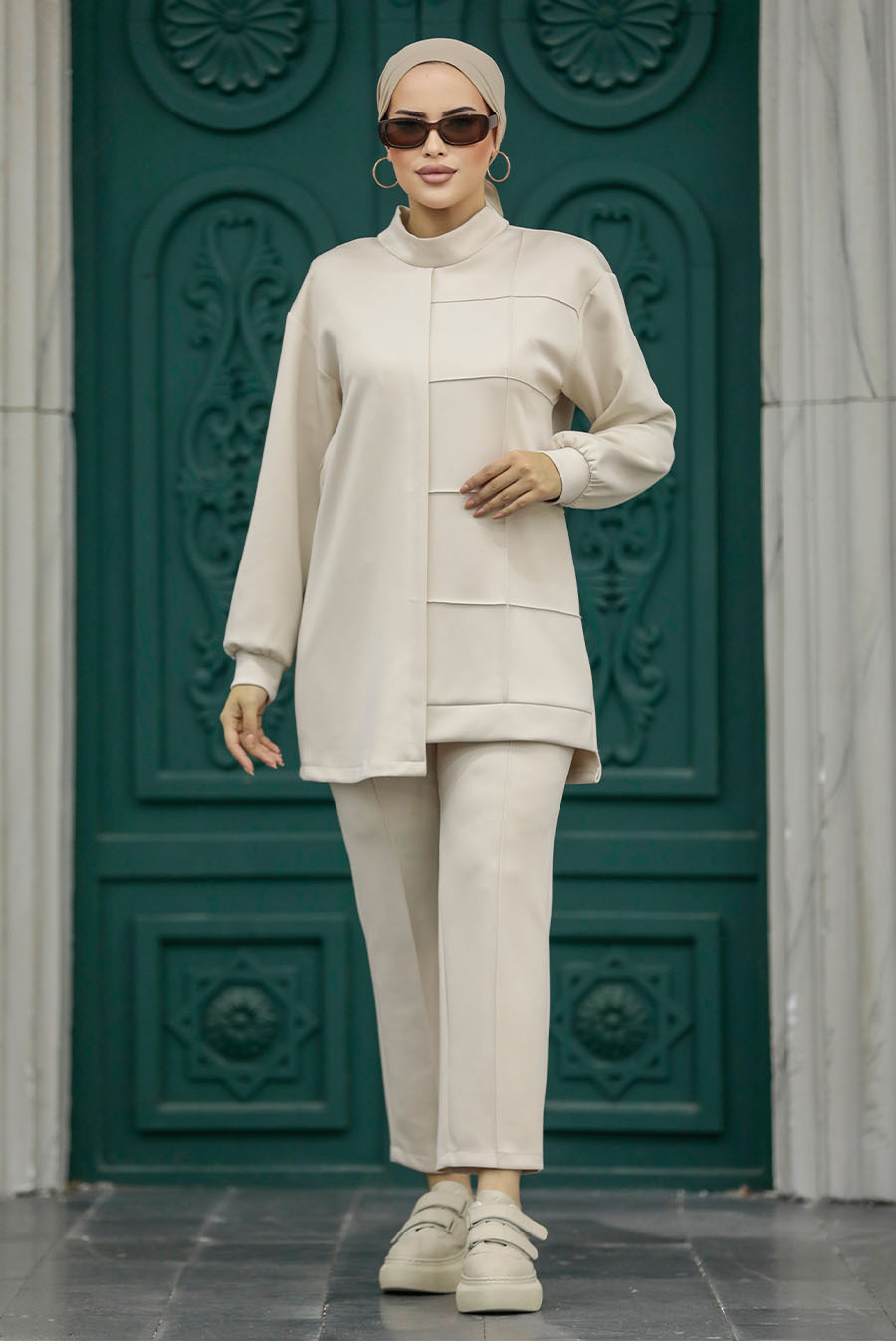 Neva Style - Beige Hijab Dual Suit 70801BEJ