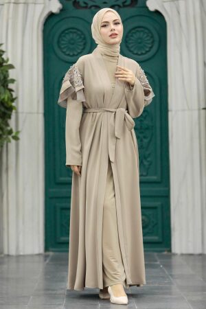 Beige Hijab For Women Abaya 388900BEJ - 3
