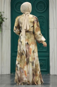 Neva Style - Beige Hijab For Women Dress 33095BEJ - Thumbnail