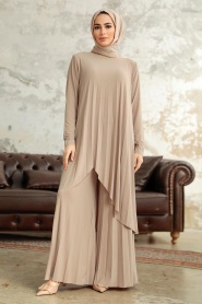 Neva Style - Beige Hijab For Women Dual Suit 41612BEJ - Thumbnail