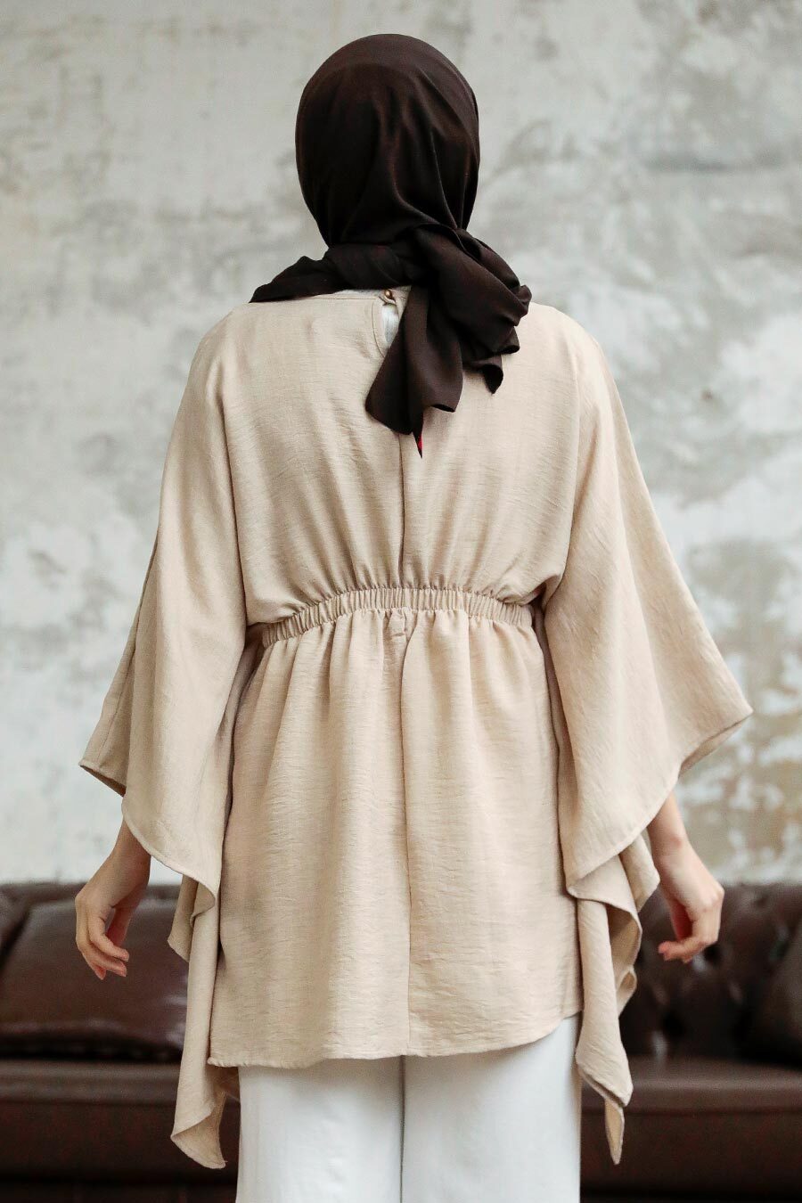 Neva Style - Beige Hijab For Women Poncho 41259BEJ