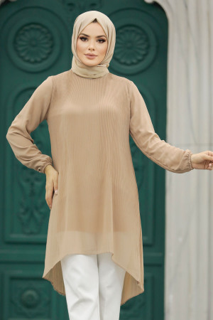 Beige Hijab For Women Tunic 91235BEJ - 3