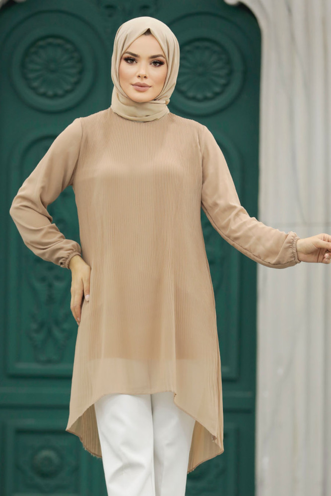 Beige Hijab For Women Tunic 91235BEJ - 3