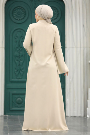 Beige Hijab For Women Turkish Abaya 20030BEJ - 3