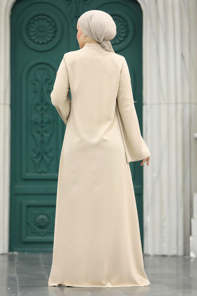 Beige Hijab For Women Turkish Abaya 20030BEJ - 3