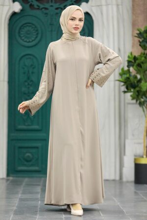 Beige Hijab For Women Turkish Abaya 350400BEJ - 1