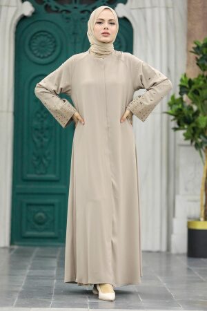 Beige Hijab For Women Turkish Abaya 350400BEJ - 3