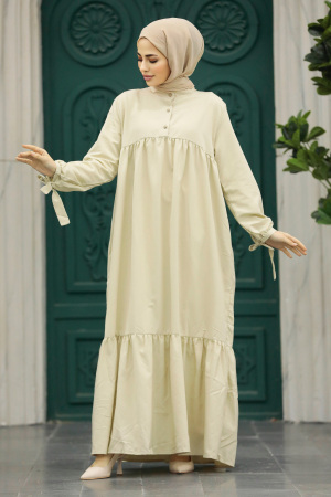 Beige Hijab Maxi Dress 50292BEJ - 3