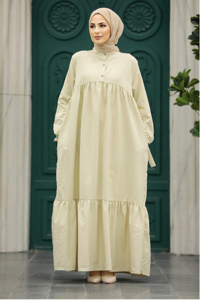 Beige Hijab Maxi Dress 50292BEJ - 2