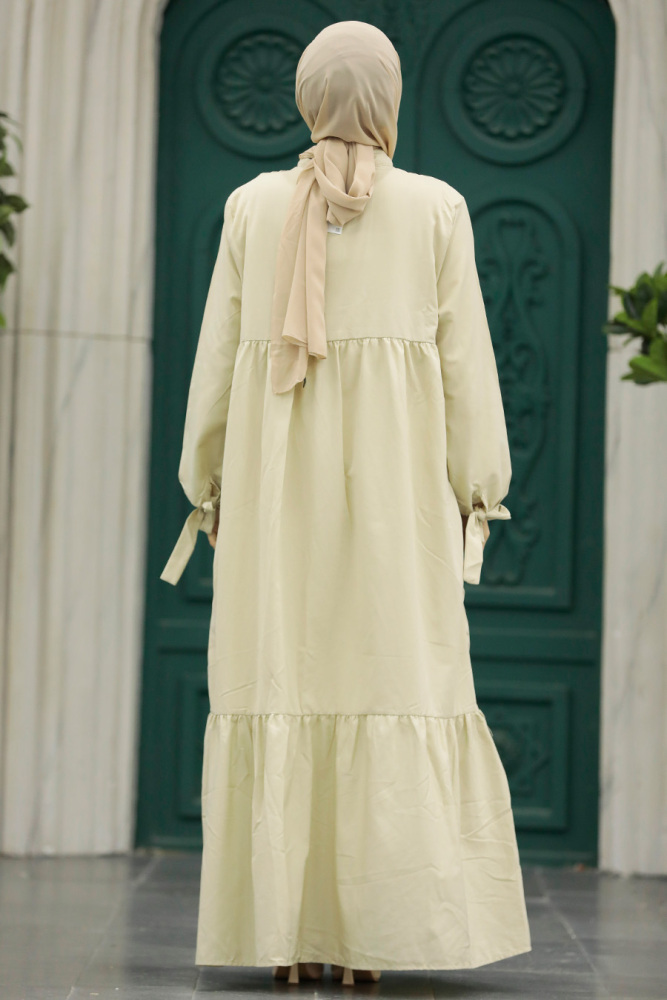 Beige Hijab Maxi Dress 50292BEJ - 4