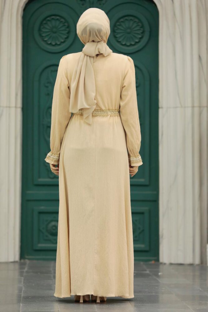 Beige Hijab Maxi Dress 5852BEJ - 3