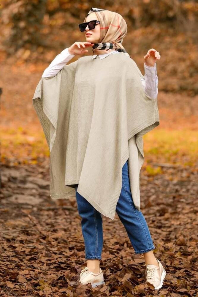 Neva Style - Beige Hijab Poncho 20021BEJ - 1