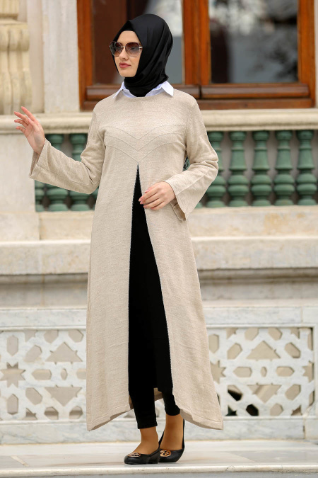 Neva Style - Beige Hijab Trico Tunic 2885BEJ