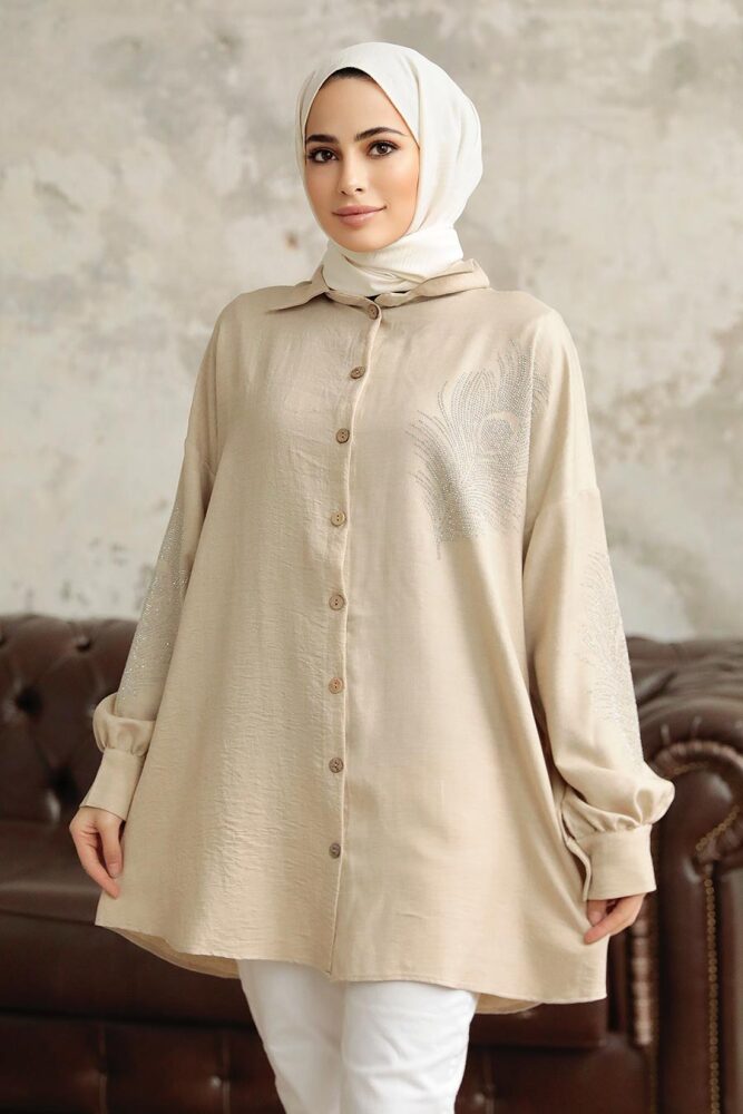 Beige Hijab Tunic 11351BEJ - 1