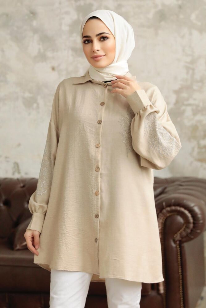 Beige Hijab Tunic 11351BEJ - 2