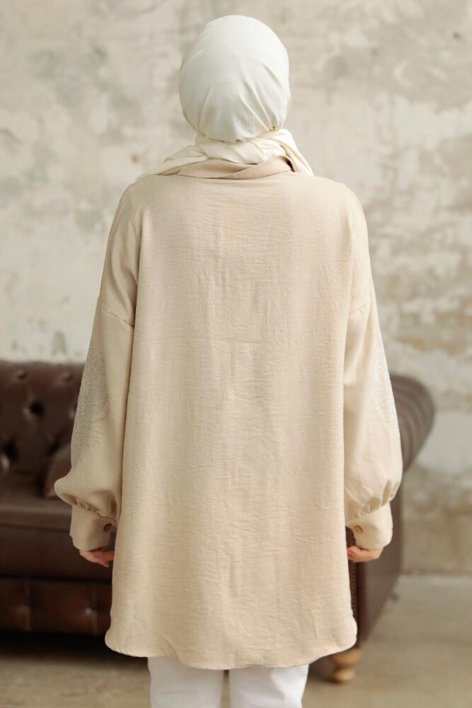 Beige Hijab Tunic 11351BEJ - 3