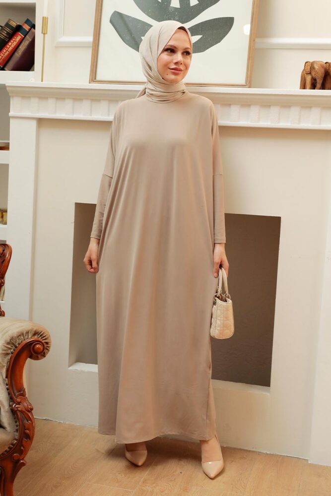 Neva Style - Beige Hijab Turkish Abaya 17801BEJ - 1