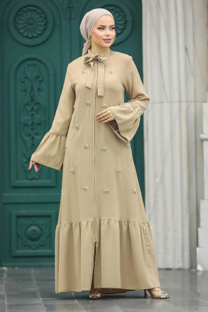 Beige Hijab Turkish Abaya 20009BEJ - 2