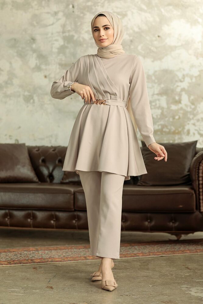 Beige Hijab Turkish Dual Suit 5860BEJ - 5