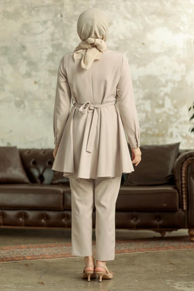 Beige Hijab Turkish Dual Suit 5860BEJ - 6