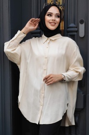 Neva Style - Beige Hijab Turkish Tunic 10236BEJ - Thumbnail