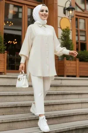 Beige Hijab Turkish Tunic 10236BEJ - 1