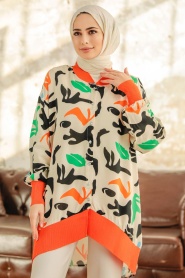 Neva Style - Beige Hijab Turkish Tunic 11903BEJ - Thumbnail