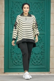 Neva Style - Beige Islamic Clothing Dual Suit 7094BEJ - Thumbnail