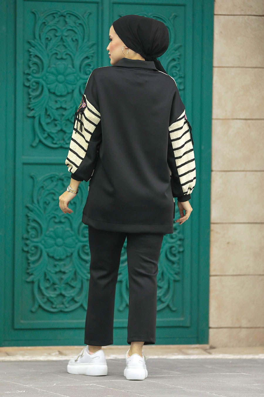Neva Style - Beige Islamic Clothing Dual Suit 7094BEJ