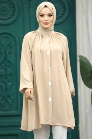 Neva Style - Beige Islamic Clothing Tunic 1117BEJ - Thumbnail