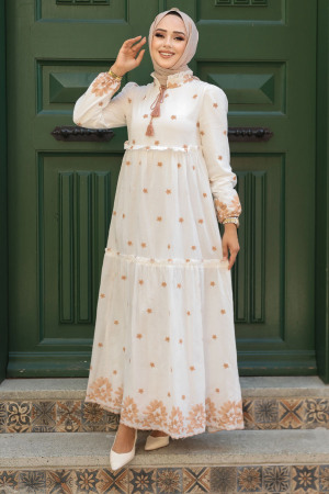 Beige Long Dress 1381BEJ - 1