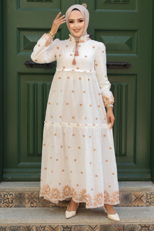 Beige Long Dress 1381BEJ - 3
