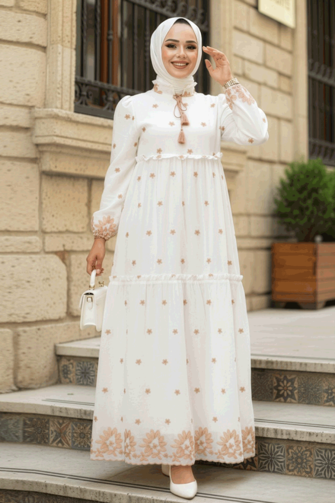 Beige Long Dress 1381BEJ - 1