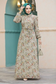 Neva Style - Beige Long Dress 27947BEJ - Thumbnail