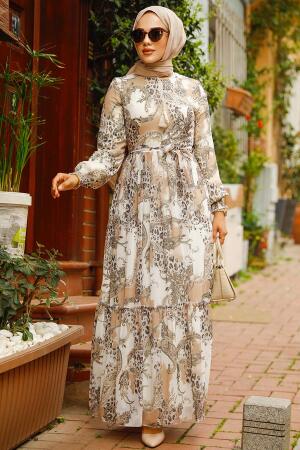 Beige Long Dress 33562BEJ - 2