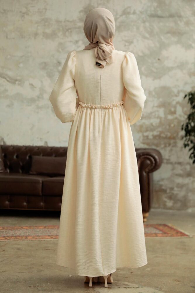 Beige Long Dress for Muslim Ladies 5857BEJ - 3