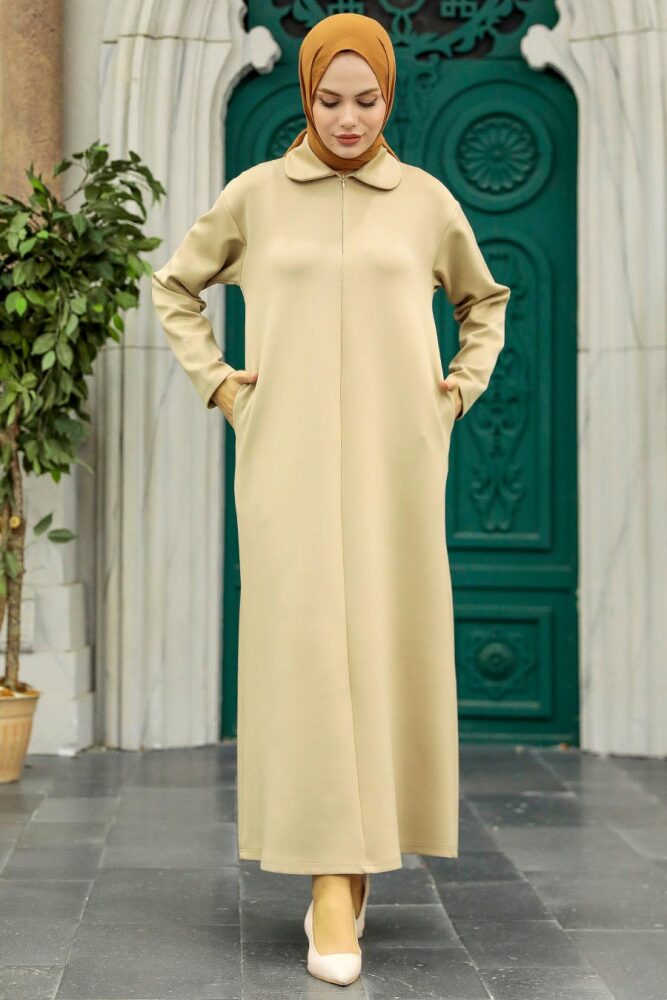 Beige Long Sleeve Dress 17872BEJ - 1