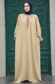 Neva Style - Beige Modest Dress 90021BEJ - Thumbnail