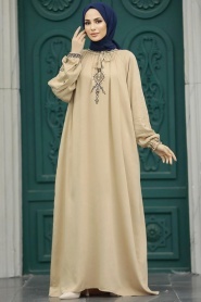 Neva Style - Beige Modest Dress 90021BEJ - Thumbnail