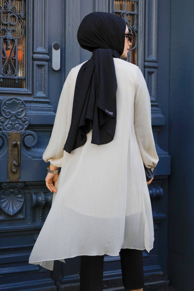 Neva Style - Beige Modest Tunic 24030BEJ - 3